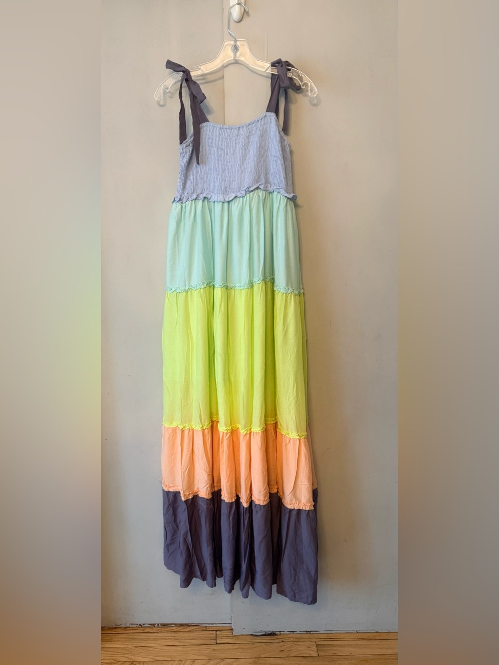 Tiered Colorblock Maxi Dress - Pastel Multi - Picture 2 of 4